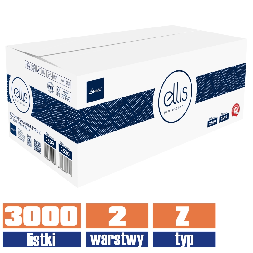2509 LAMIX Professional ręcznik Z-fold 100% celuloza 3000 listków