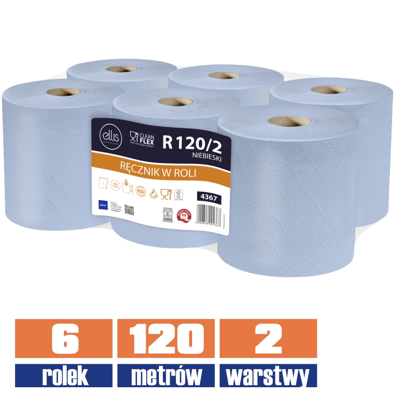 4367 LAMIX ręcznik w roli 100% celuloza 120mb / 6 sztuk