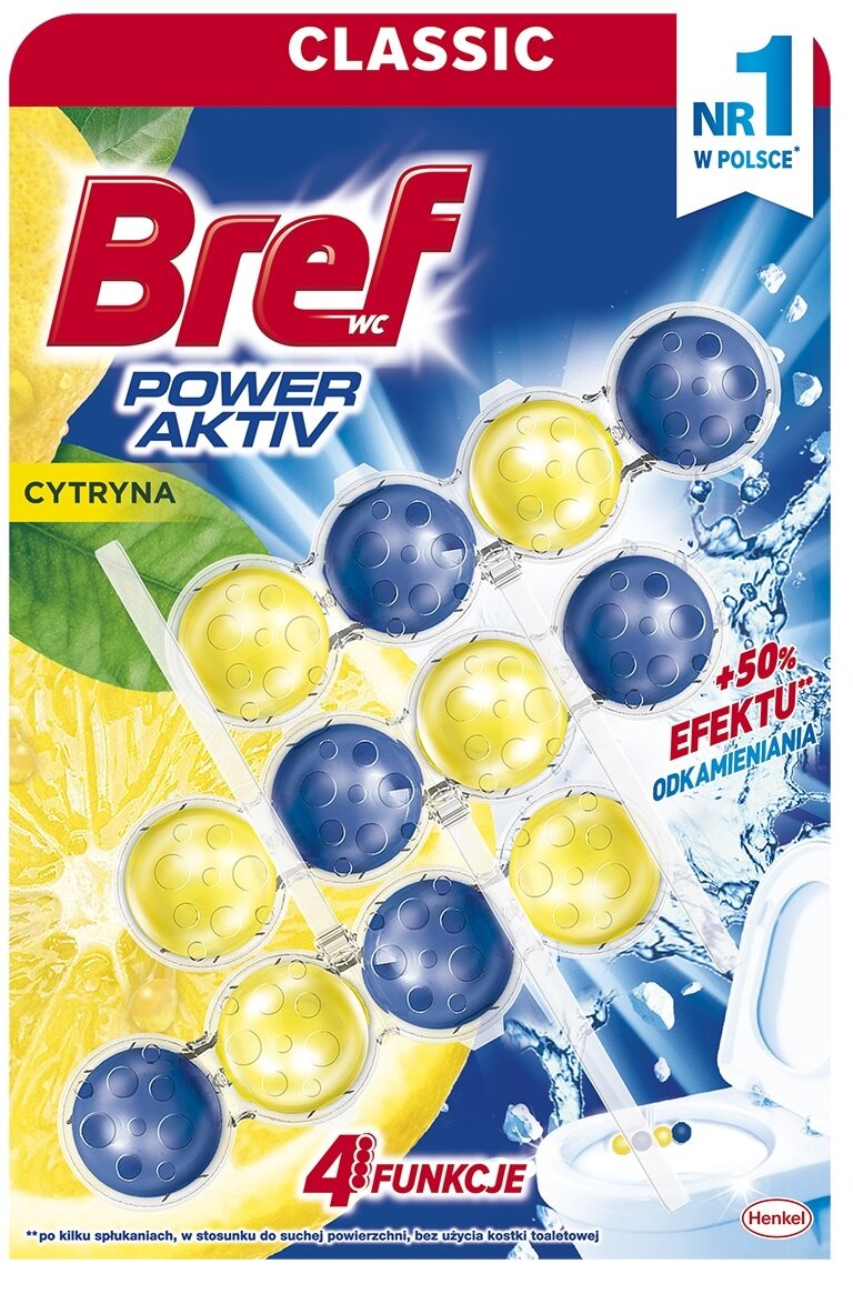 BREF WC Power Activ Lemon zawieszka do muszli 3x50g