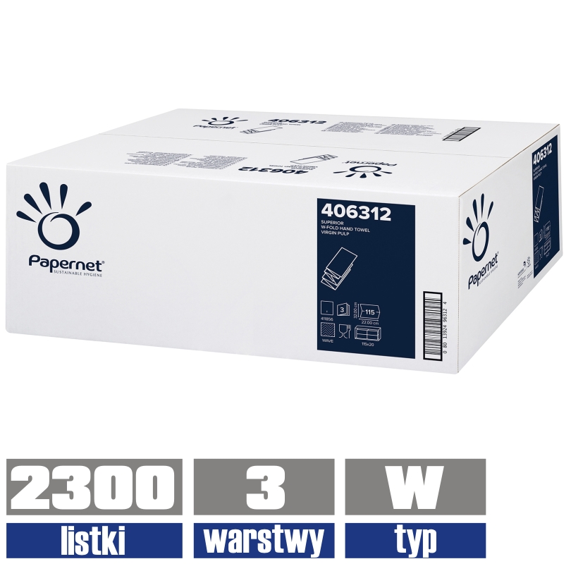 406312 PAPERNET ręcznik Z-FOLD 4-panelowy 3-warstwy 2300 listków